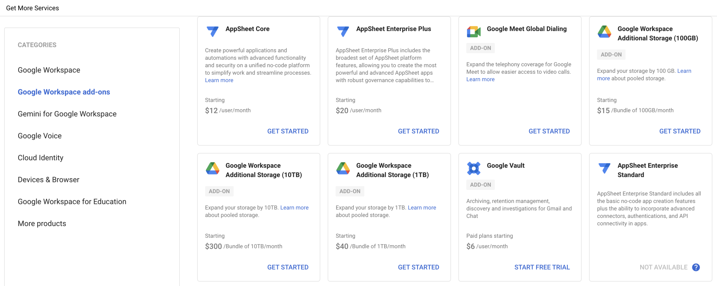 Mua trực tiếp gói dung lượng bổ sung vào bộ nhớ người dùng (100GB, 1TB, 10TB) của Google Workspace thông các đại lý.